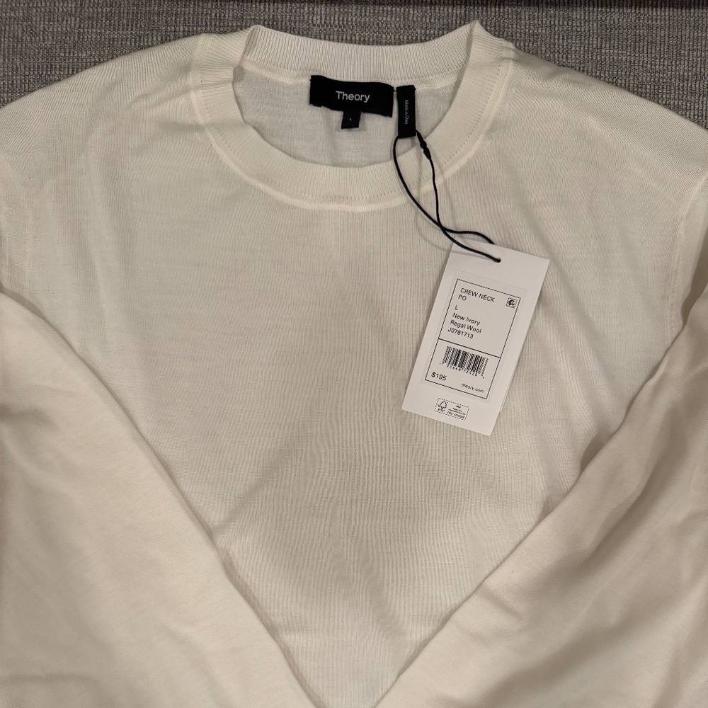 Theory Regal Wool Crew Neck Sweater (New Ivory / Large)
